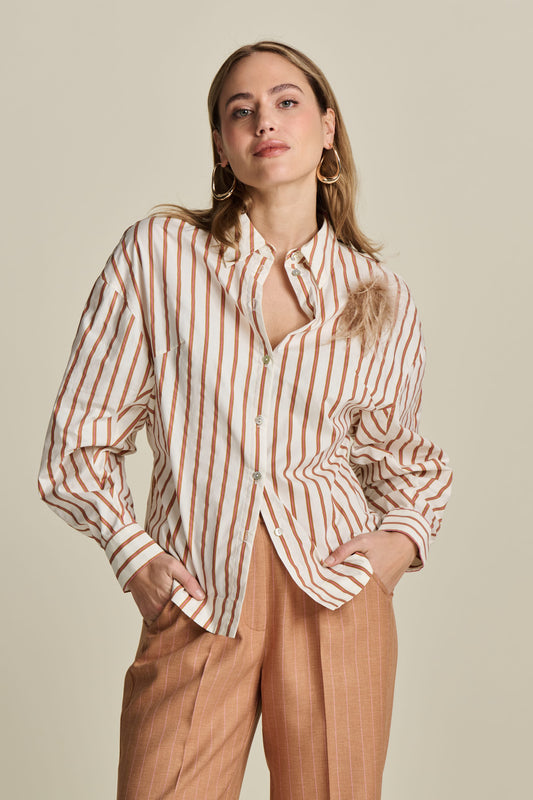 BLOUSE - Striped Poplin White