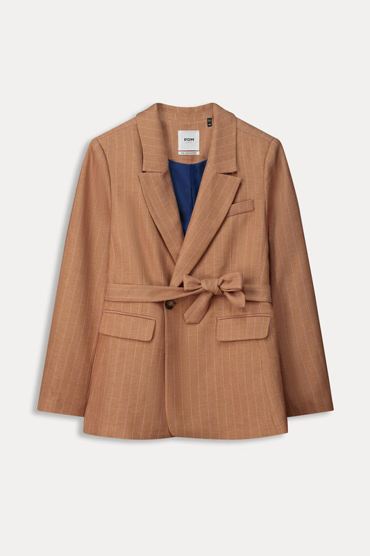 POM Amsterdam Blazers BLAZER - Striped Sugar Brown