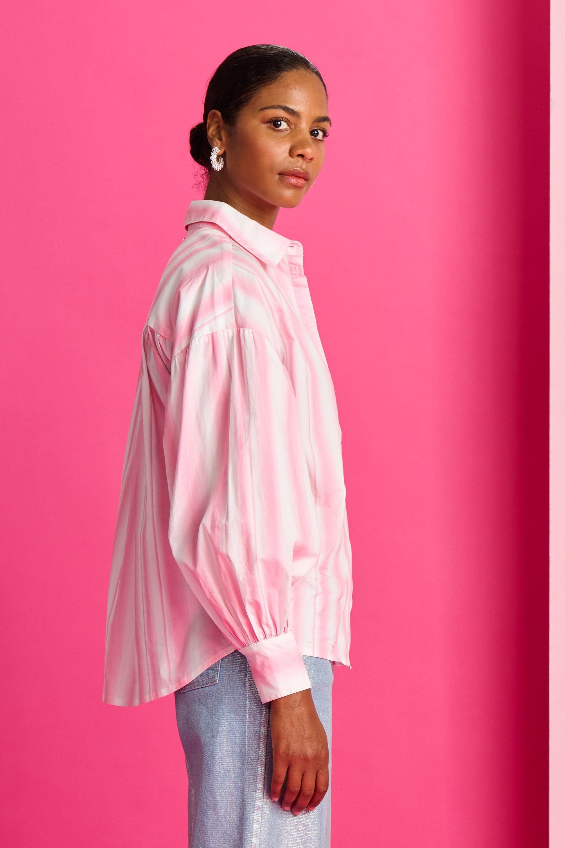 POM Amsterdam Blouses BLOUSE - Embroidery Striped Pink
            