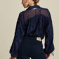 POM Amsterdam Blouses BLOUSE - Jacquard Midnight Blue