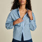 POM Amsterdam Blouses BLOUSE - Striped Poplin Cloudy Blue