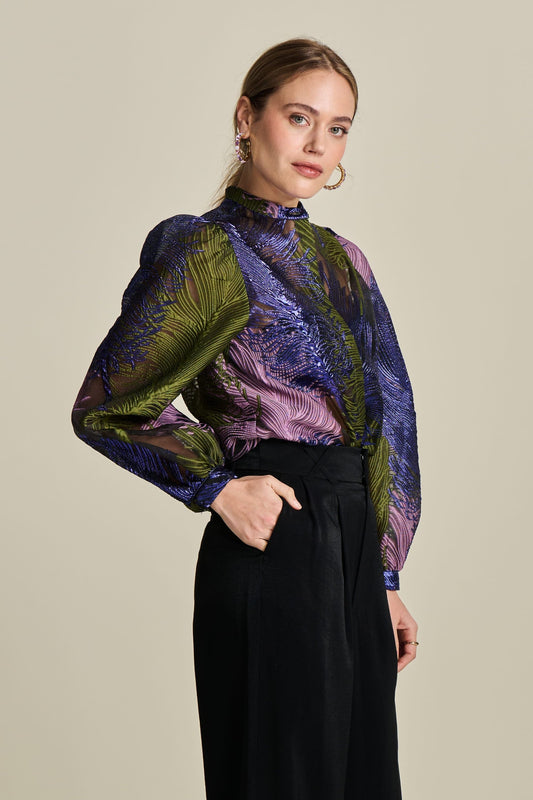 POM Amsterdam Blouses Multi colour / 34 BLOUSE - Festive Feathers