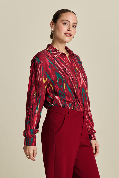 POM Amsterdam Blouses Multi colour / 34 BLOUSE - Milly Woody Burgundy Red