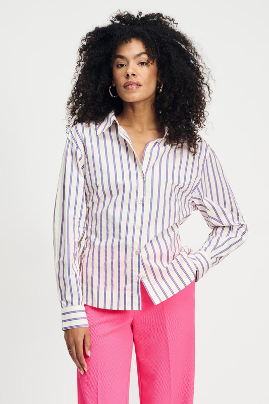 POM Amsterdam Blouses White / 34 BLOUSE - Striped Poplin Cream