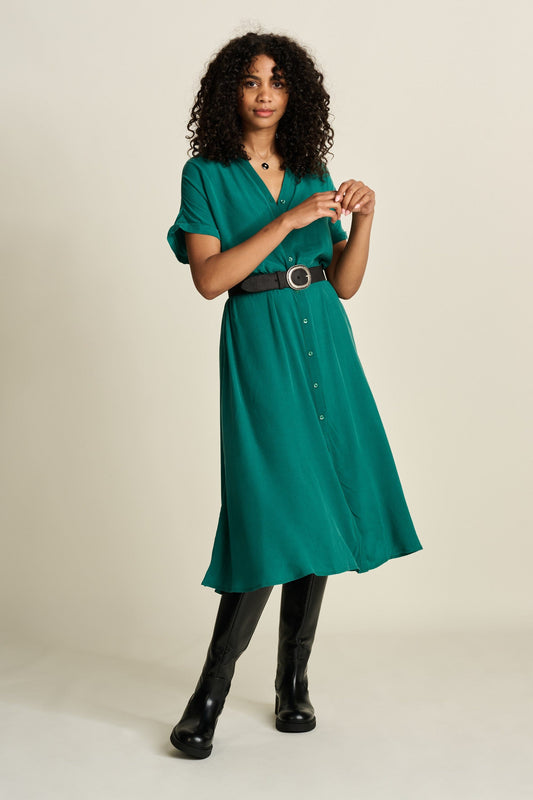 POM Amsterdam Dresses Green / 34 DRESS - Lynn Pacific Green