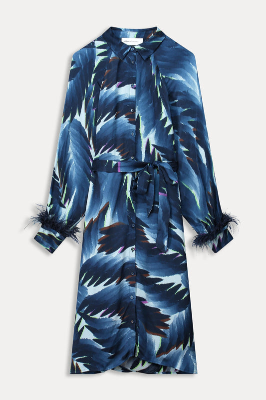 POM Amsterdam Dresses JURK - Jada Feathers Blue