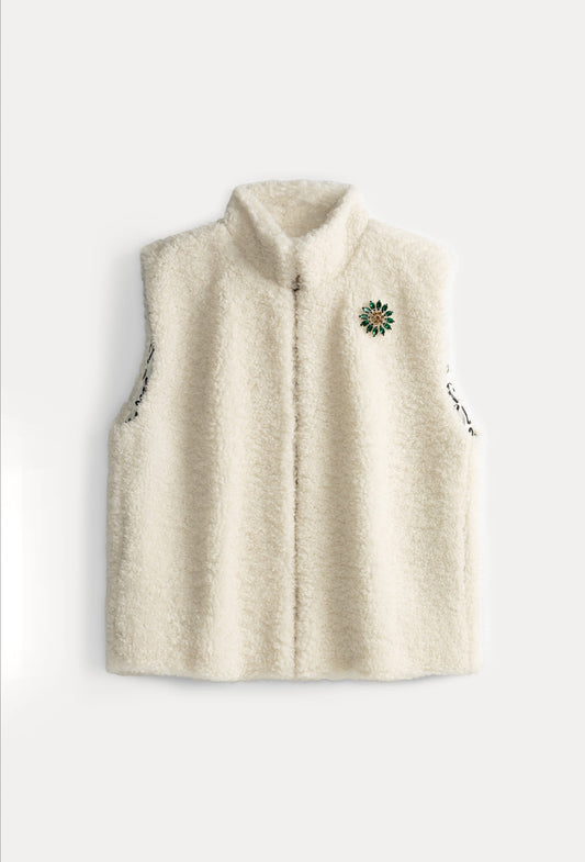 POM Amsterdam Gilets GILET - Teddy Love Ecru