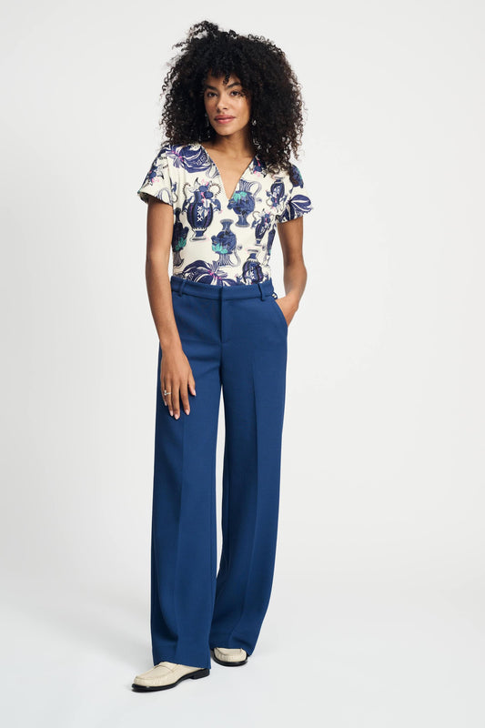 POM Amsterdam Pants Blue / 34 BROEK - Wide Leg Sapphire Blue