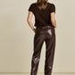 POM Amsterdam Pants BROEK - Faux Leather Brown