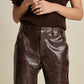 POM Amsterdam Pants BROEK - Faux Leather Brown