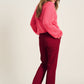 POM Amsterdam Pants BROEK - Flare Burgundy Red