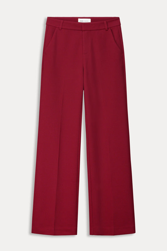 POM Amsterdam Pants BROEK - Wide Leg Burgundy Red