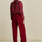 POM Amsterdam Pants BROEK - Wide Leg Burgundy Red