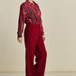 POM Amsterdam Pants BROEK - Wide Leg Burgundy Red