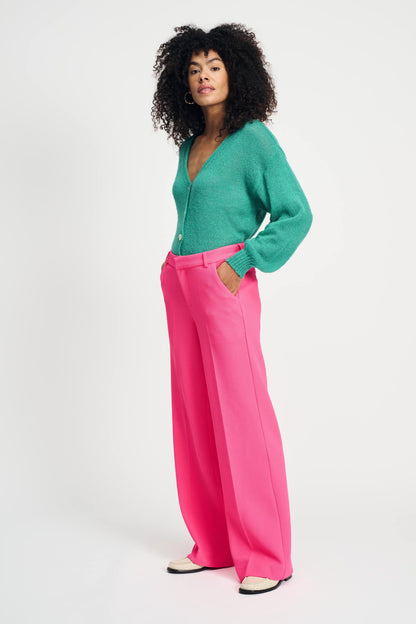 POM Amsterdam Pants Pink / 34 BROEK - Wide Leg Vibrant Pink