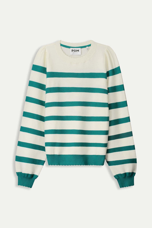 POM Amsterdam Pullovers TRUI - Striped Fresh Green