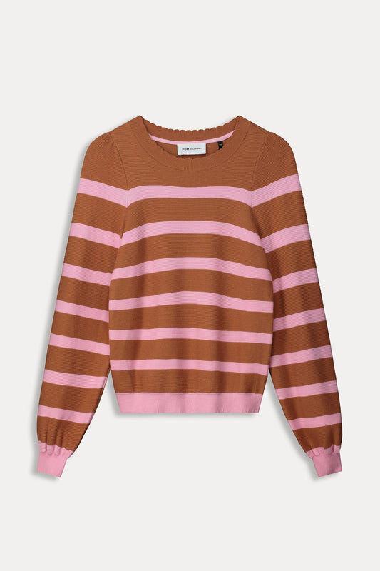 POM Amsterdam Pullovers TRUI - Striped Sugar Brown